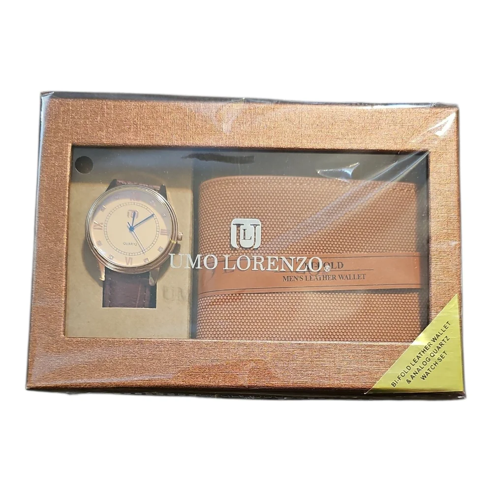 MENS BI-FOLD LLEATHER WALLET & ANALOG QUARTZ WATCH SET